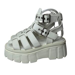 New Faux Leather Ankle Strap Gladiator buckle Chunky Platform fisherman sandals